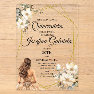 Quinceanera Magnolia Acrylic Invitations