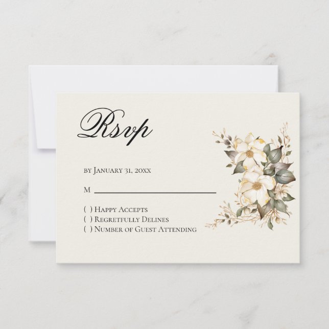 Quinceanera Magnolia Reply RSVP Card (Front)