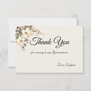 Quinceanera Magnolia Thank You Card