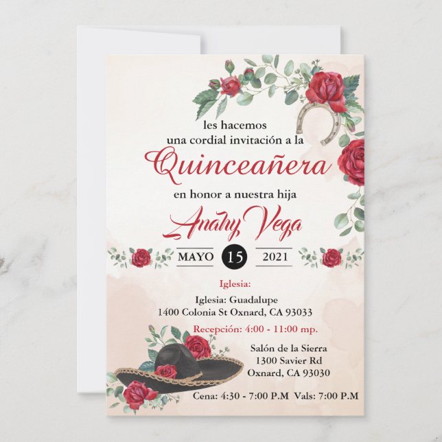 QUINCEANERA Mariachi Charra Rustic Charro Mexicana Invitation (Front)