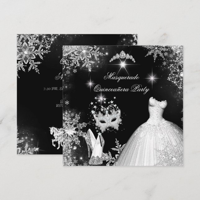 Quinceanera Masquerade Magical Princess Invitation (Front/Back)