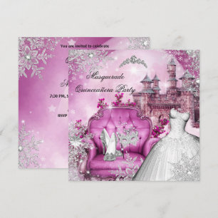 Quinceanera Masquerade Magical Princess Pink Invitation