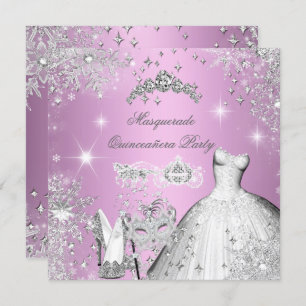 Quinceanera Masquerade Magical Princess Pink Invitation