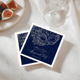 Quinceanera Masquerade Party Silver Blue Napkin