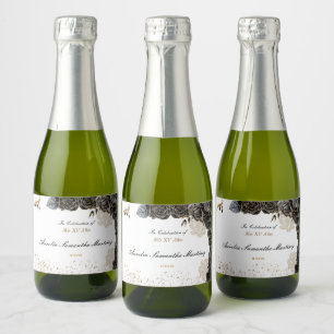 Quinceañera Mini Sparkling Wine Black and Gold Sparkling Wine Label
