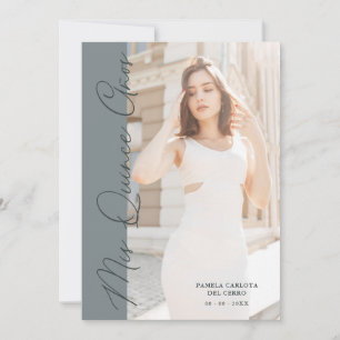 Quinceañera Minimalist Photo Funny Typography Invitation
