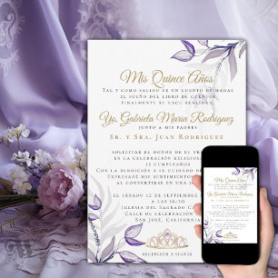 Quinceañera Mis Quince Años Follaje Morado Invitation