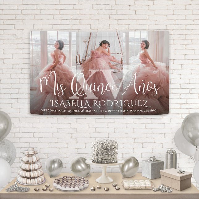 Quinceañera Mis XV 3 Photo Collage 15th Birthday Banner (Creator Uploaded)