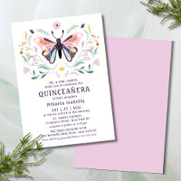 Quinceañera Modern Pink Purple Butterfly Floral