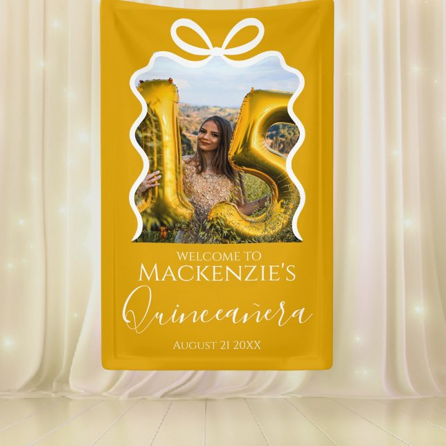  Quinceanera Modern Ribbon Frame Banner (Quinceanera Modern Ribbon Frame Banner by Ricaso. Celebrate the 15 year old in style)