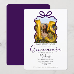Quinceanera Modern Ribbon Frame Invitation