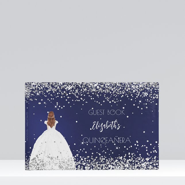 Quinceanera navy blue dress glitter guest book (Creator Uploaded)