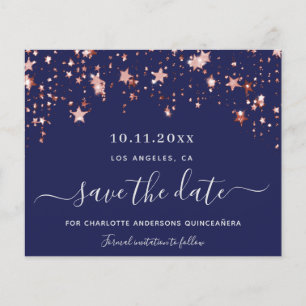 Quinceanera navy blue rose budget Save the Date Flyer