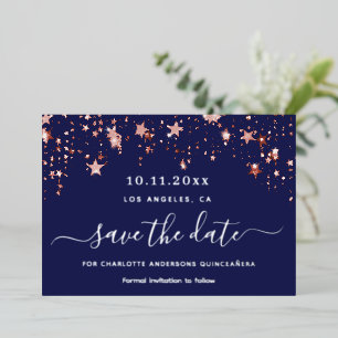 Quinceanera navy blue rose Save the Date
