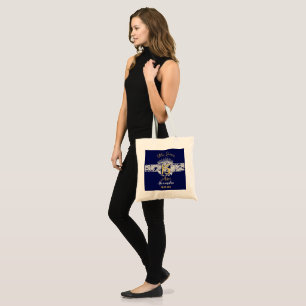 Quinceanera Navy Blue Silver Elegant Princess  Tote Bag