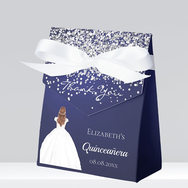 Quinceanera navy blue white dress party favour box (Creator Uploaded)