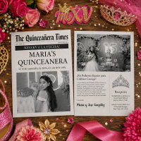Quinceañera Newspaper Save the Date Invitation