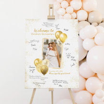 Quinceañera or Sweet 16 Party Gold Signature Photo