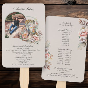 Quinceanera Order of Events Boho Floral Boots Hand Fan