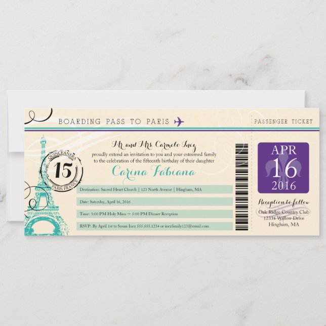 Quinceanera | Paris Invitation (Front)