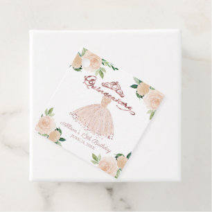 Quinceanera Party Blush Gown Pink Floral Favour Ta Tags