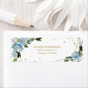 Quinceanera Party Gold Foil Dusty Blue Floral Lab