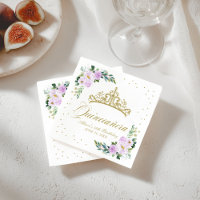 Quinceanera Party Gold Tiara Purple Lilac Floral