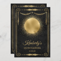 Quinceanera Party With Photo - Black and Gold