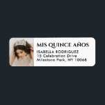 Quinceañera Photo Mis Quince Años Return Address<br><div class="desc">Add a stylish personalised touch to Quinceañera invitations and thank you notes with custom photo "Mis Quince Años" return address labels. All wording on this template is simple to customise. The colours and font styles can be easily changed with the Zazzle Design Editor tool. The modern minimalist black and white...</div>