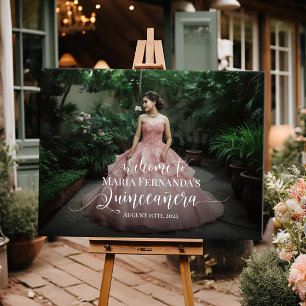Quinceanera photo welcome sign elegant calligraphy