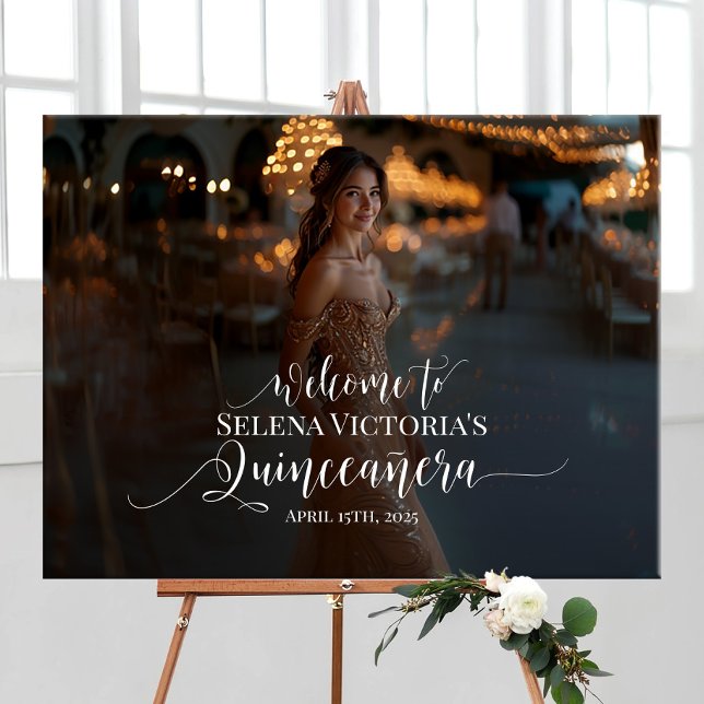 Quinceanera photo welcome sign elegant calligraphy (Creator Uploaded)