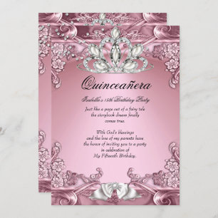 Quinceanera Pink 15th Birthday Party Invitation