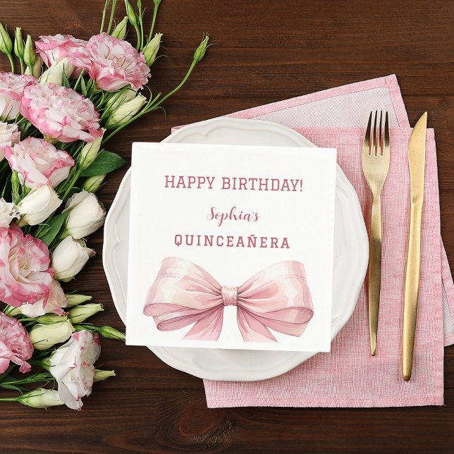 Quinceanera pink bow elegant napkin (Creator Uploaded)