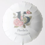 Quinceanera Pink Floral 15th Birthday Balloon<br><div class="desc">Quinceanera Pink Floral 15th Birthday Balloon. Featuring a rustic floral olive green and pink colours design and template that can be easily edited and the text replaced with your own details by clicking the "Personalise" button. For further customisation, please click the "Customise Further" link and use our design tool to...</div>