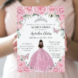 Quinceañera Pink Floral Butterflies Silver Tiara Invitation<br><div class="desc">Personalise this lovely quinceañera invitation with own wording easily and quickly,  simply press the customise it button to further re-arrange and format the style and placement of the text.  Matching items available in store!  (c) The Happy Cat Studio</div>