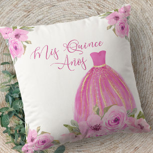 Quinceanera Pink Floral Mis Quince Anos Custom Cushion