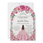 Quinceañera Pink Fuchsia Flowers Dress Gown Silver