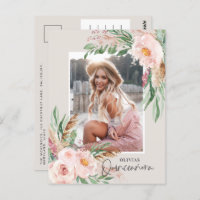 Quinceañera Pink girly floral photo birthday Invit