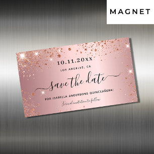 Quinceanera pink save the date magnet