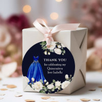 Quinceanera Princess Dress Dark Royal Blue Floral