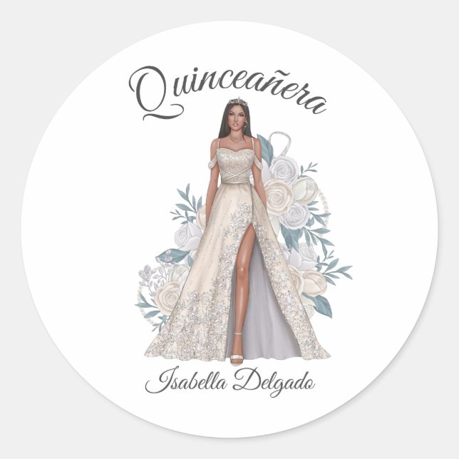 Quinceanera Princess Gown Tiara Sticker (Front)