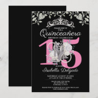 Quinceanera Princess Pink Black 15th Birthday
