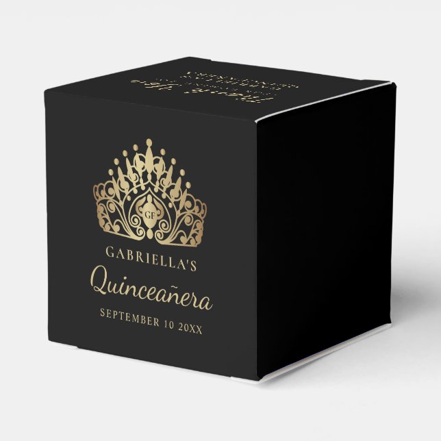  Quinceañera Princess Tiara Crown Thank You Favour Box (Back Side)