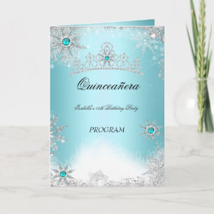 Quinceanera Program Teal Aqua Cobalt Blue Programme