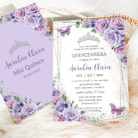 Quinceañera Purple Floral Butterflies Birthday