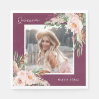 Quinceañera purple girly floral photo birthday