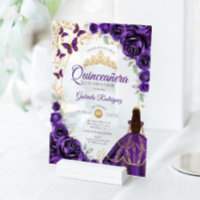Quinceanera Purple Gold Floral