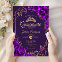 Quinceanera Purple Gold Floral