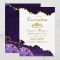 Quinceanera Purple Gold Marble Crown