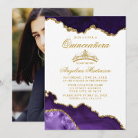 Quinceanera Purple Gold Marble Crown Photo